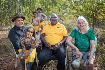 Yunupingu with Noel Pearson and Marcia Langton at Garma in 2018