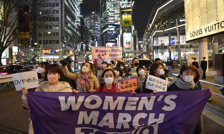 Women march in Tokyo to raise awareness about the status of women in Japan on International Women's Day  