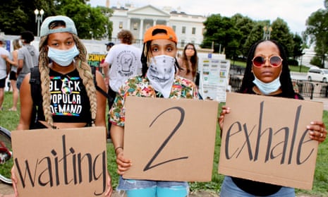 Protesters near the White House in Washington DC on Thursday.