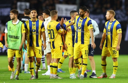 Maccabi Tel Aviv players after their opening Europa League game