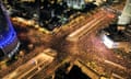 A drone view of protesters as they rally to show support for the hostages who were kidnapped during the  October 7 attack.