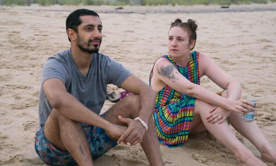 Lena Dunham with guest star Riz Ahmed in Girls series six.