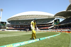 Travis Head of Australia looks dejected after being dismissed by Lungi Ngidi of South Africa during game two of the Gillette One Day International series between Australia and South Africa at Adelaide Oval.