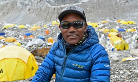 Kami Rita Sherpa pictured at the Everest base camp in 2021.
