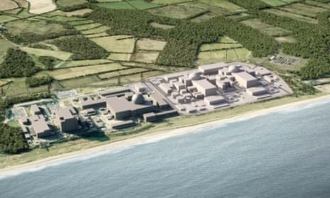 A digital image of the proposed Sizewell C nuclear energy plant.