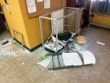 broken glass and damaged items