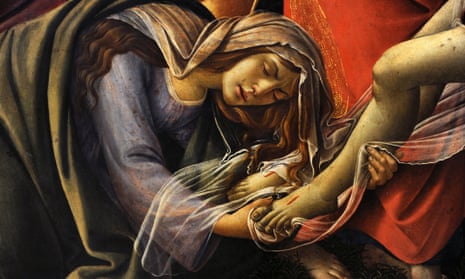 A detail showing Mary Magdalene in Boticelli’s Lamentation over the Dead Christ.
