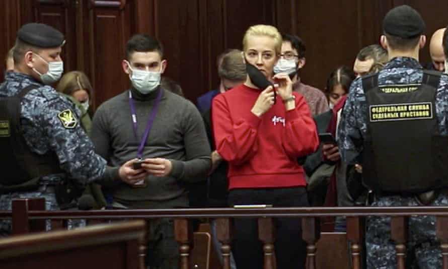 Yulia, the wife of Russian opposition leader Alexei Navalny, at the Moscow City Court last week to hear the sentencing of her husband.