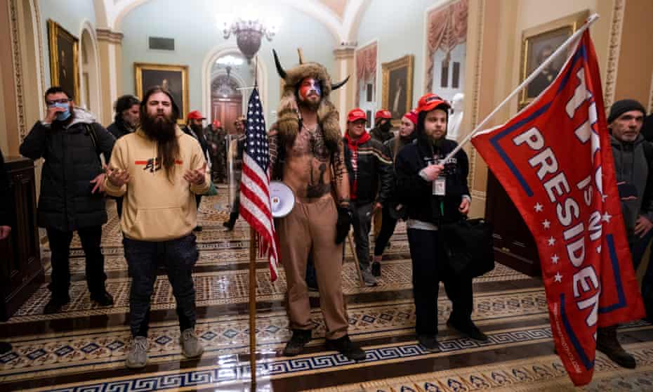 Assaults on decency … Trump supporters inside the US Capitol in January 2021.