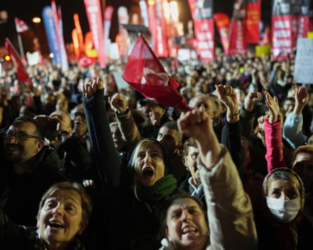 A protest against the arrest and imprisonment of then mayor of Istanbul, Ekrem İmamoğlu, 25 March 2025.