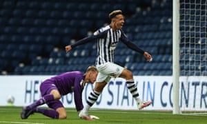 Callum Robinson of West Bromwich Albion celebrates after scoring a goal to make it 2-1.