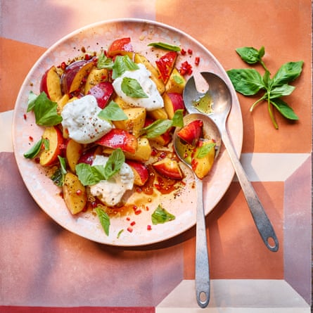 Burrata and nectarines