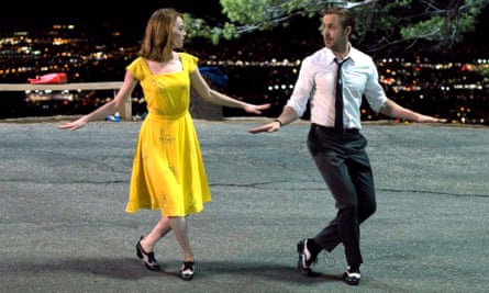 ‘His style connects him back to retro masculine archetypes, but with a modern veneer’ … Emma Stone and Gosling in La La Land.