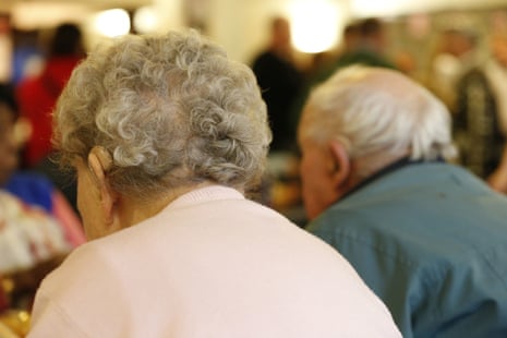 Older people at a charity tea party in London.