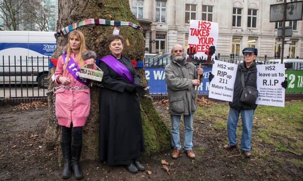 Objections to the £88bn fast-rail HS2 project include the destruction of trees and green spaces involved in its construction.