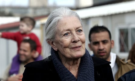 Vanessa Redgrave at the refugee and migrant hospitality camp in Eleonas, Athens.