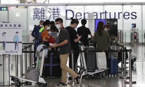 Passengers at Honk Kong international airport