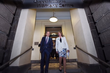 Bill Shorten and Labor health spokeswoman Catherine King after meeting ovarian cancer survivors and their families at the Queen Victoria Women’s Centre last month.
