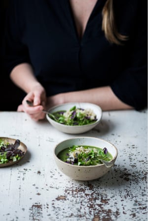 All green miso soup with perfect brown rice