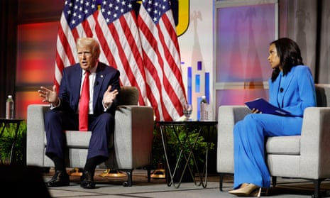 ABC journalist Rachel Scott interviews Donald Trump during the National Association of Black Journalists convention in Chicago, Illinois, on 31 July.