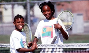 Serena Williams, left, and sister Venus after a 1991 practice game in Compton.