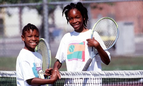 Serena Williams, left, and sister Venus after a 1991 practice game in Compton.