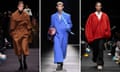 Oversized coats on the runway at the JW Anderson and Gucci shows at Milan men’s fashion week in January
