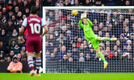 Bernd Leno makes a save for Fulham against West Ham on 10 December.