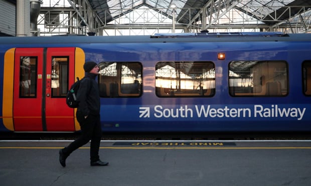 A South Western Railway train at Waterloo station in London