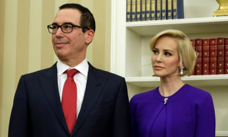 Mnuchin with his wife Louise Linton in the Oval Office.