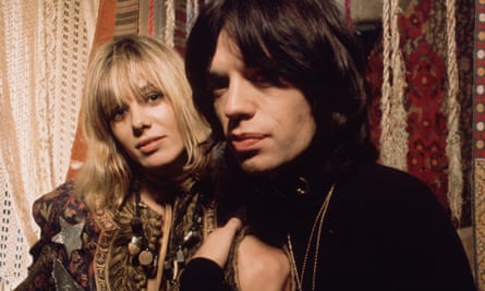 Anita Pallenberg with Mick Jagger during the making of the 1970 film Performance.