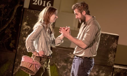 Harry Long, right, with Rosie Armstrong in Pentabus Theatre Company’s This Land in 2016.