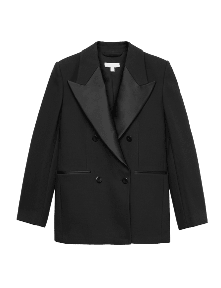 Back doubled-breasted tuxedo jacket