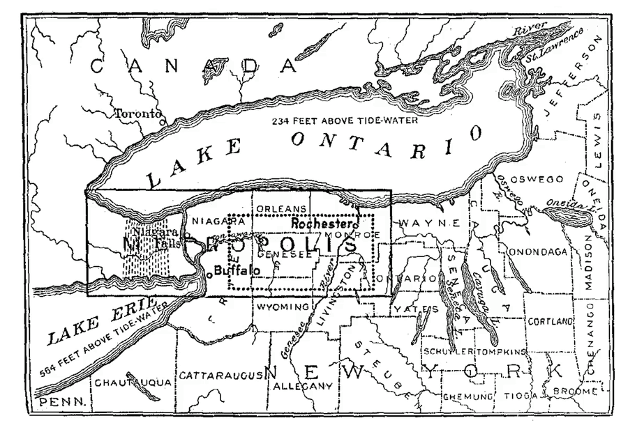 Map showing the proposed location of Metropolis, from the pamphlet The Human Drift.