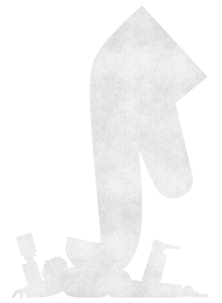 A single color illustration of large hand crushing a figure holding a ballot.