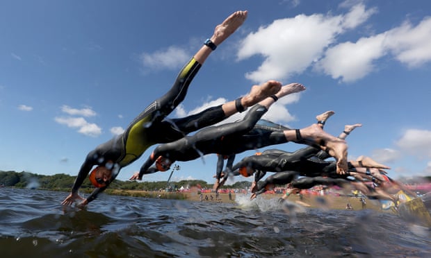 The mixed team relay triathlon final in the Commonwealth Games.