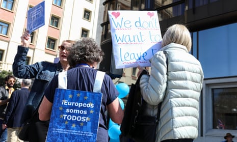 Britons in Spain demonstrate in favour of a second EU referendum in March 2019