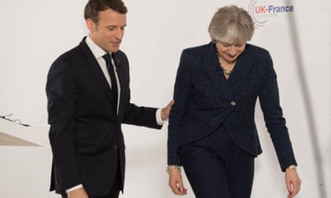 French president Emmanuel Macron and UK prime minister Theresa May during a press conference at Sandhurst.