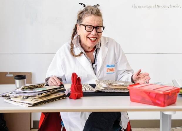 Lynda Barry in her Image Lab classroom at the Wisconsin Institute for Discovery.