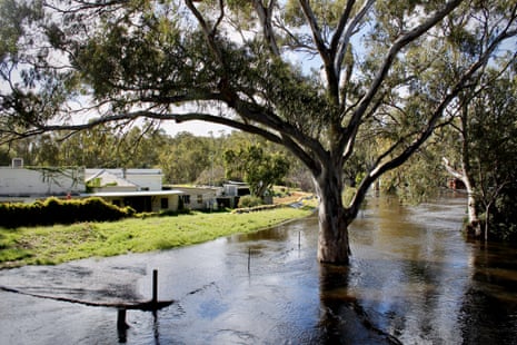 Flooding along the Edward River at Deniliquin, NSW, Australia