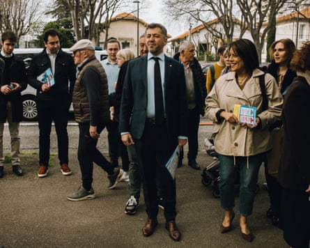 Franck Allisio handing out fliers