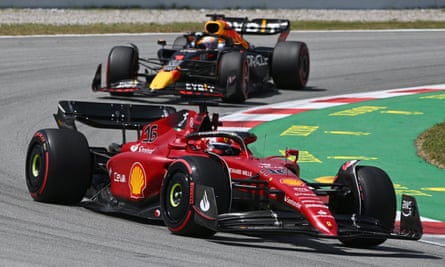 Charles Leclerc leads the Spanish Grand Prix ahead of Max Verstappen