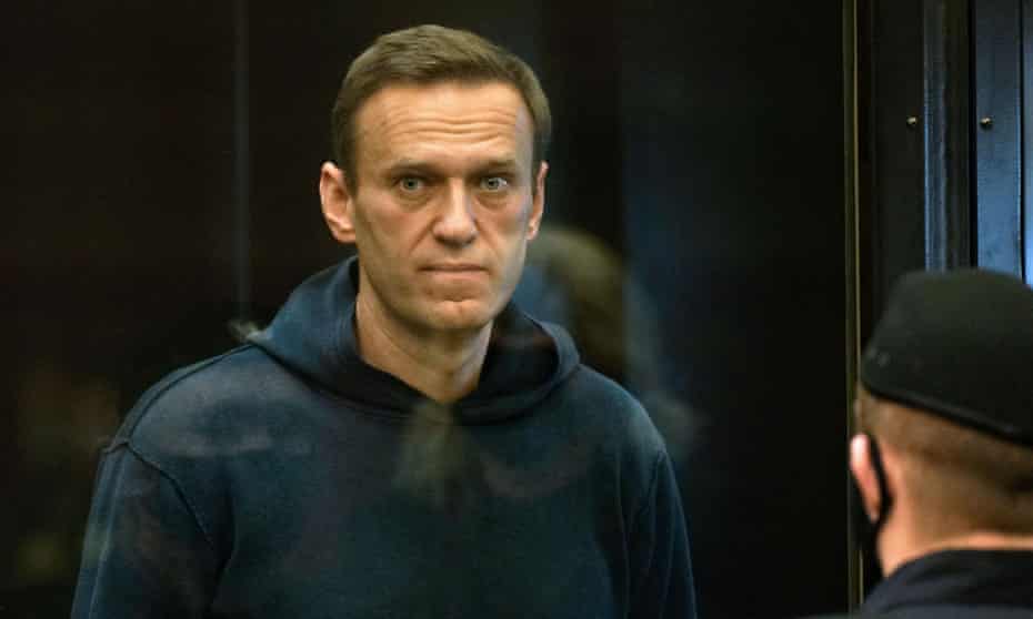 Alexei Navalny during a court hearing in Moscow in February 2021