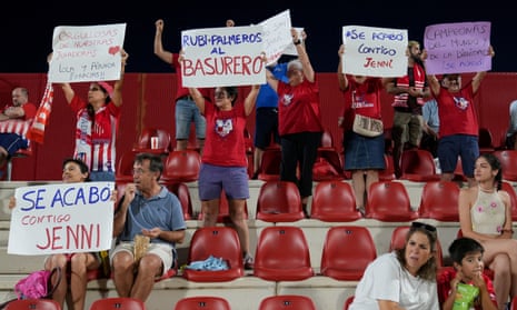 Fans with banners supporting Jenni Hermoso at a Women’s Cup match in Alcala de Henares, Spain, 26 August 2023