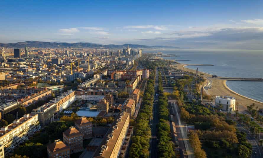 An aerial view of Barcelona's marine life, with the Olympic Village designed by Oriol Bohigas, MBM, in the foreground. In 1999 the city was awarded the RIBA Royal Gold Medal.