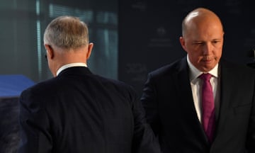 Malcolm Turnbull with his then home affairs minister Peter Dutton in 2018
