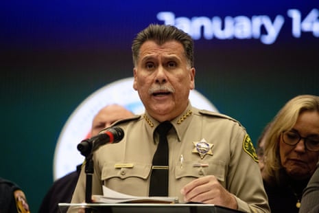 LA county sheriff, Robert Luna, speaks at a press conference in downtown Los Angeles, on Tuesday.
