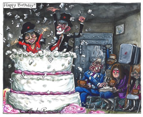 Martin Rowson on Starmer, one year on – cartoon, panel 1