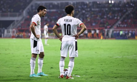 Mohamed Salah and Omar Marmoush playing for Egypt during the Africa Cup of Nations.
