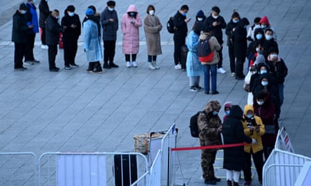 People queuing for a Covid test in Beijing last week